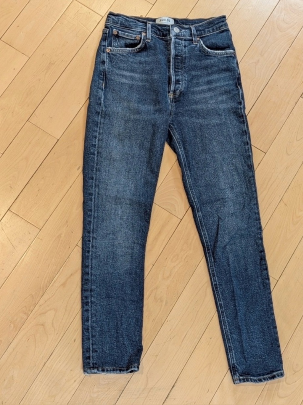 Agolde Nico High Rise Slim Stovepipe Jeans Dark Wash Size 25